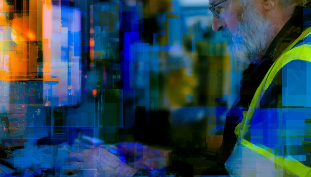 Experienced man working on computer
